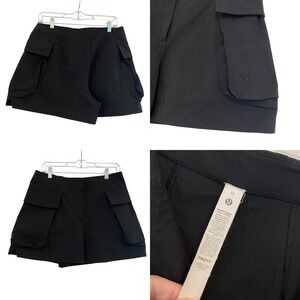 Lululemon Relaxed-Fit Super-High-Rise Cargo Short 4 Inch Sz 12 Black W7CNRS